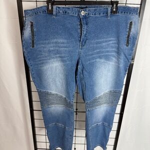 Ashley Stewart 28 Moto Style Skinny Blue Jeans
